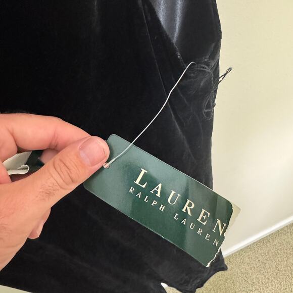 Lauren Ralph Lauren Velvet Silk Cocktail Midi Dress US Women's 12 - Picture 6 of 8